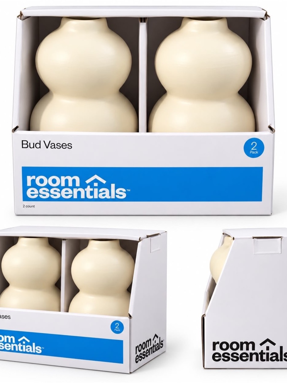 Room Essentials Cream Double-Gourd Bud Vase Set